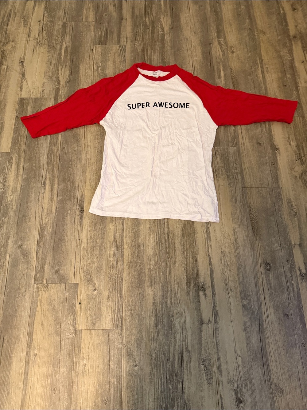 Women's Red & White Raglan Long Sleeve Tee - 'Super Awesome'